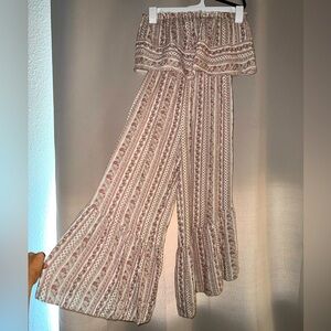 Japna Strapless Pink Paisley Print Jumpsuit